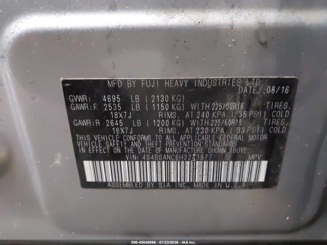 2017 SUBARU OUTBACK 2.5I LIMITED 9