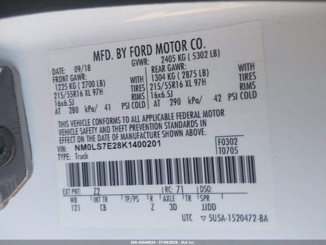 2019 FORD TRANSIT CONNECT XL 9