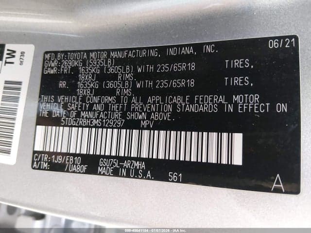 2021 TOYOTA HIGHLANDER XLE 9