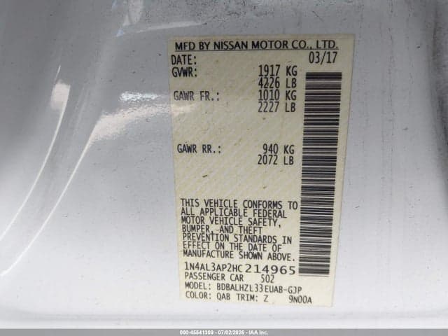 2017 NISSAN ALTIMA 2.5 SR 9