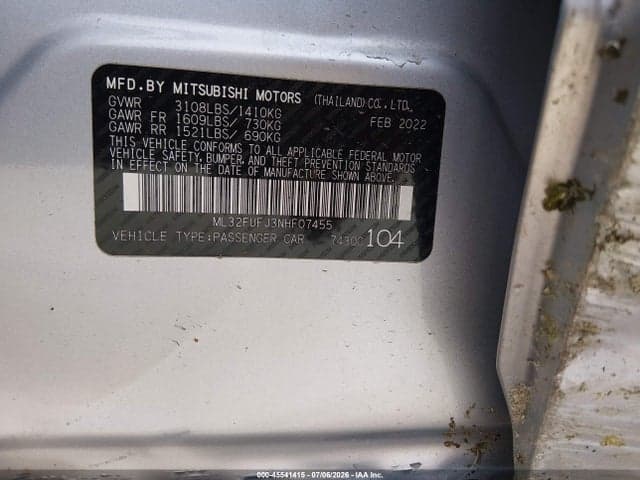 2022 MITSUBISHI MIRAGE G4 ES 9
