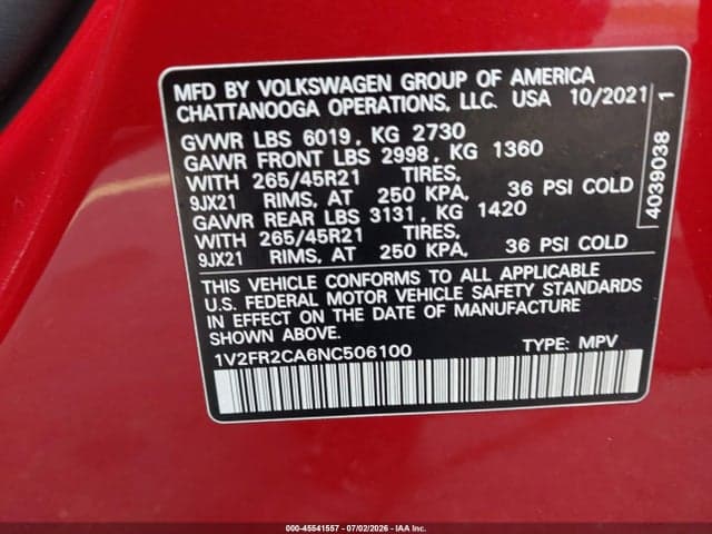 2022 VOLKSWAGEN ATLAS 3.6L V6 SEL PREMIUM R-LINE 9