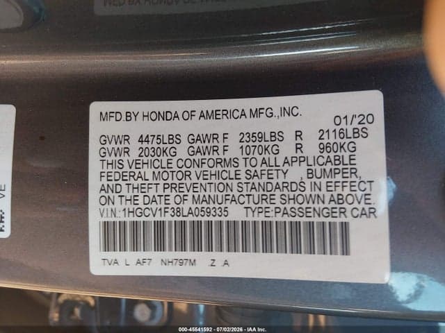 2020 HONDA ACCORD SPORT 9
