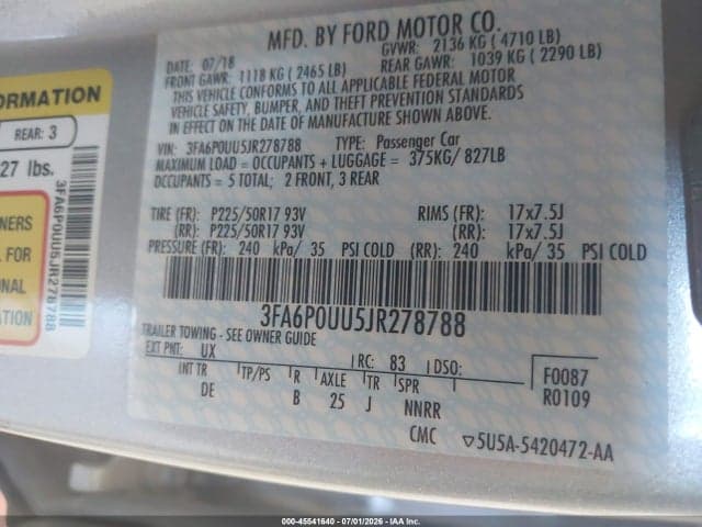 2018 FORD FUSION HYBRID S 9
