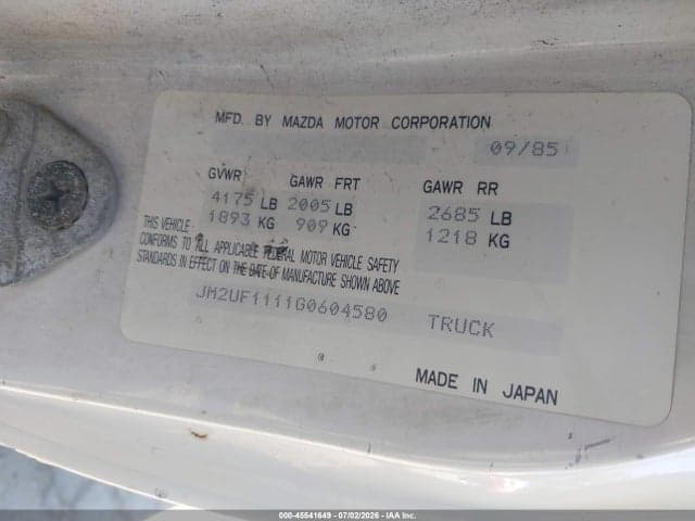 1986 MAZDA B2000 9
