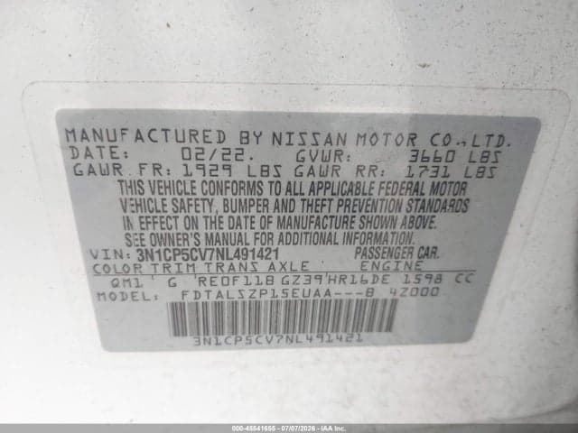 2022 NISSAN KICKS SV XTRONIC CVT 9