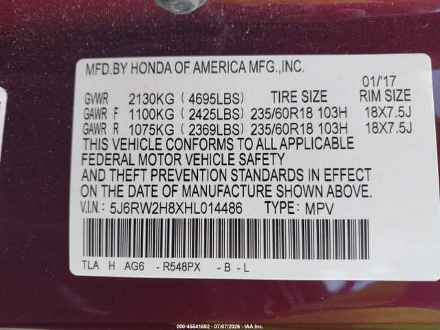 2017 HONDA CR-V EX-L/EX-L NAVI 9