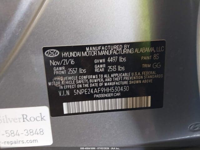 2017 HYUNDAI SONATA 9