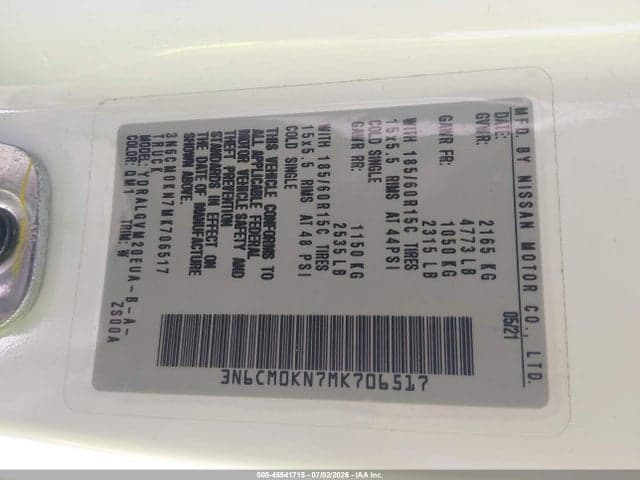 2021 NISSAN NV200 CARGO SV XTRONIC CVT 9