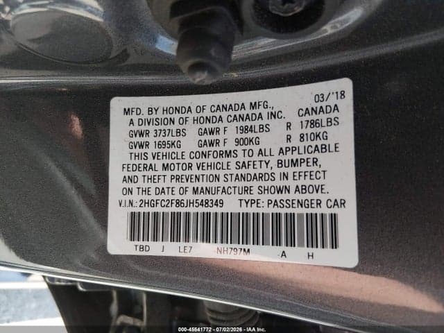 2018 HONDA CIVIC EX 9