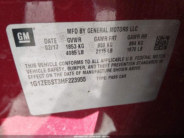 2017 CHEVROLET MALIBU 1LT 9