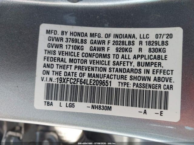 2020 HONDA CIVIC LX 9