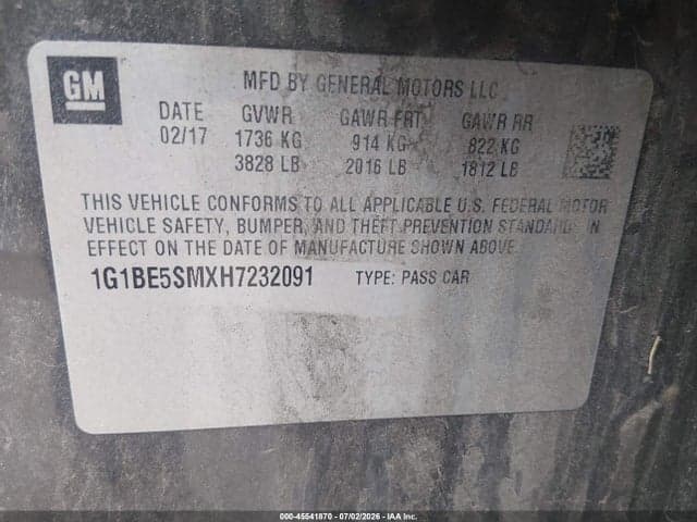 2017 CHEVROLET CRUZE LT AUTO 9