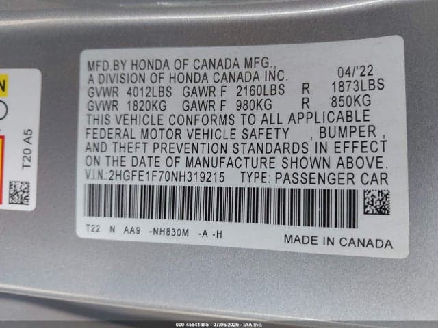 2022 HONDA CIVIC EX 9