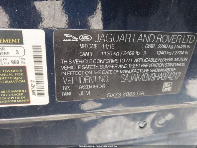 2017 JAGUAR XE 35T PRESTIGE 9