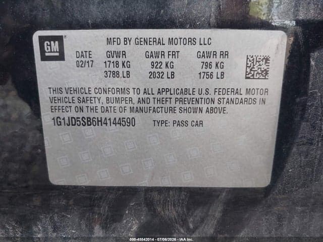 2017 CHEVROLET SONIC LT AUTO 9