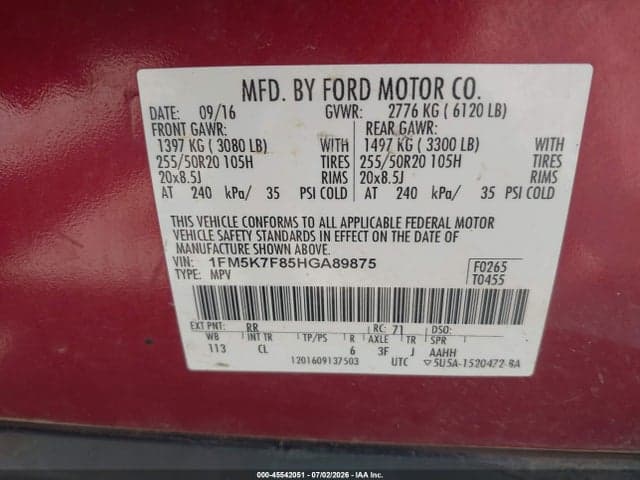 2017 FORD EXPLORER LIMITED 9