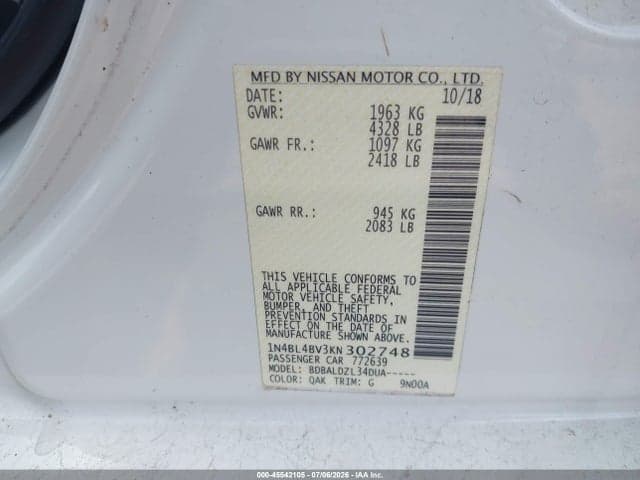 2019 NISSAN ALTIMA 2.5 S 9