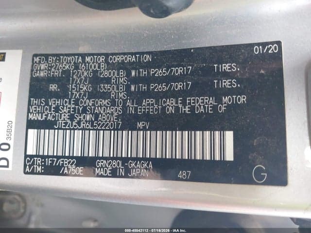 2020 TOYOTA 4RUNNER SR5 10