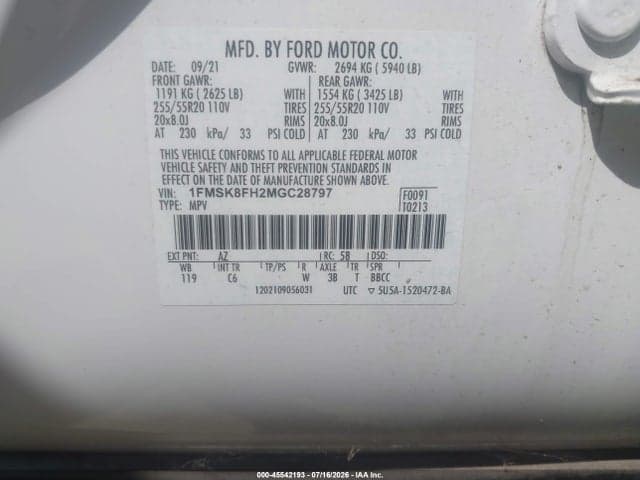 2021 FORD EXPLORER LIMITED 9