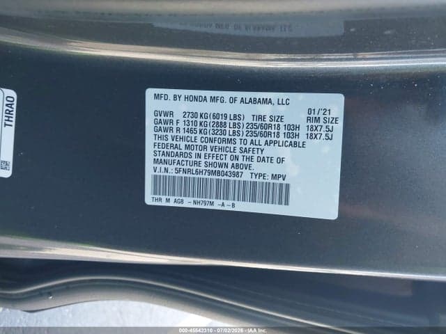 2021 HONDA ODYSSEY EX-L 9
