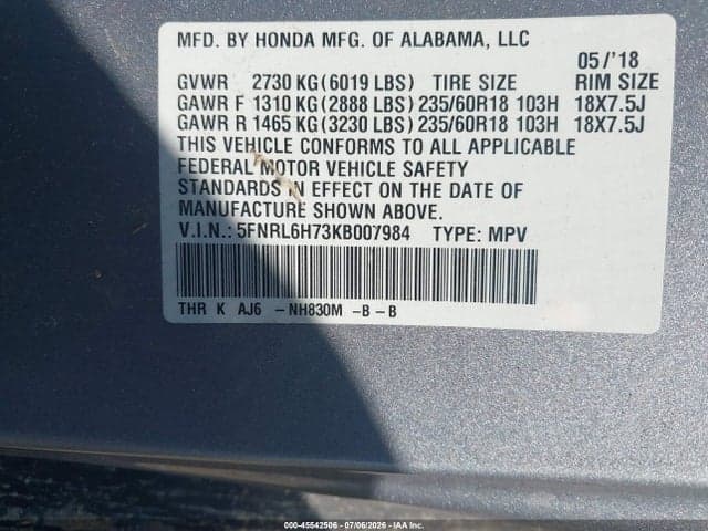 2019 HONDA ODYSSEY EX-L 9