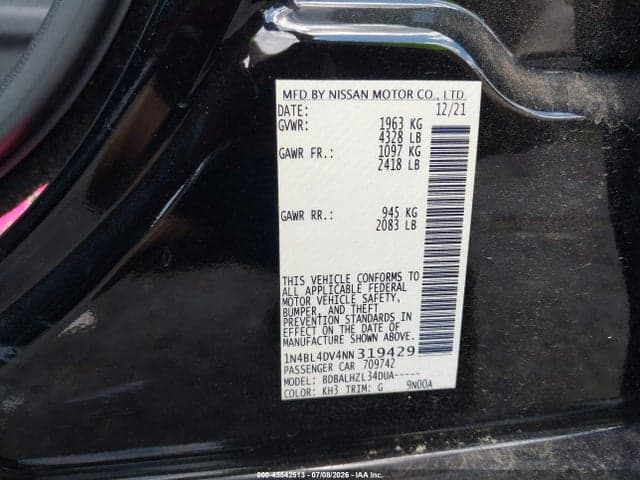 2022 NISSAN ALTIMA SV FWD 9