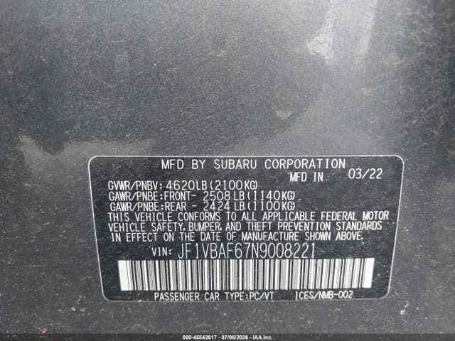 2022 SUBARU WRX PREMIUM 9