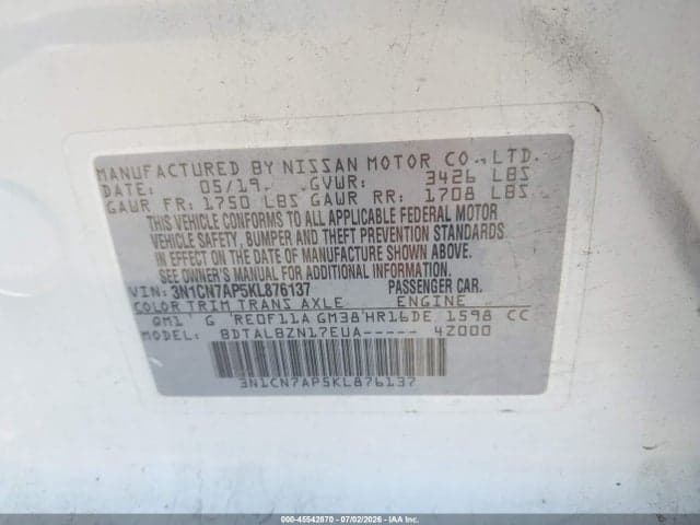 2019 NISSAN VERSA 1.6 SV 9