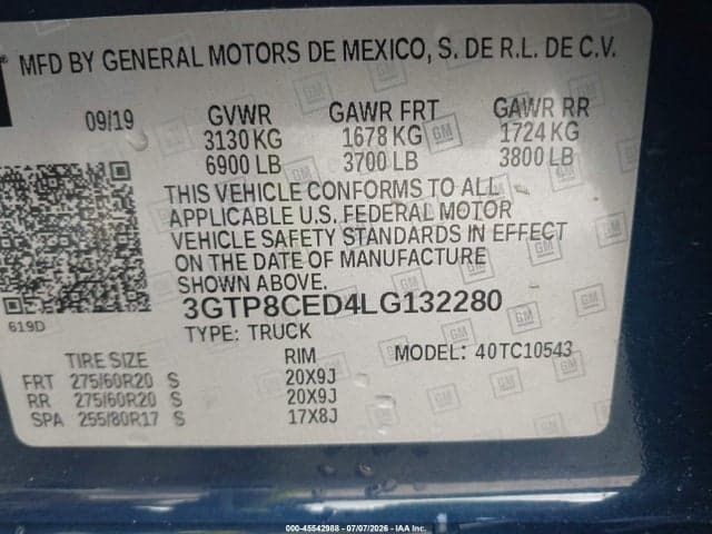 2020 GMC SIERRA 1500 2WD SHORT BOX ELEVATION 9