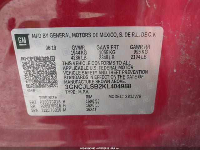 2019 CHEVROLET TRAX LT 9
