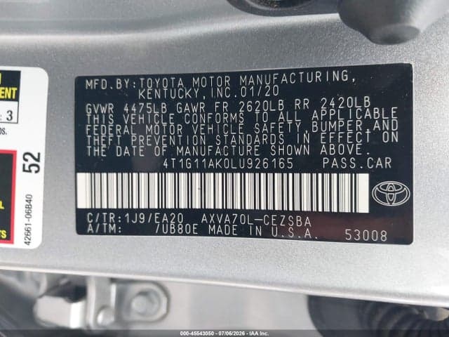 2020 TOYOTA CAMRY SE 9