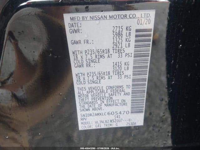 2020 NISSAN PATHFINDER S 4WD 9