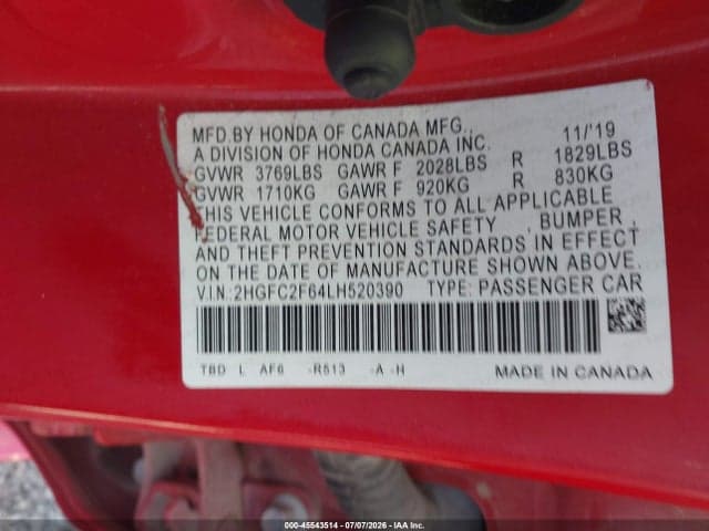 2020 HONDA CIVIC LX 9