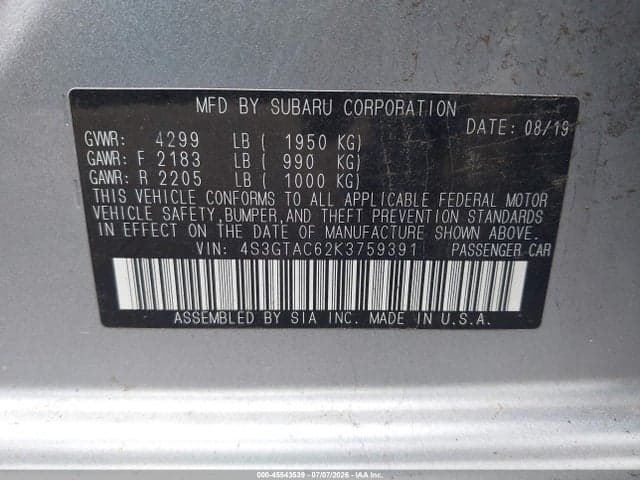 2019 SUBARU IMPREZA 2.0I PREMIUM 9