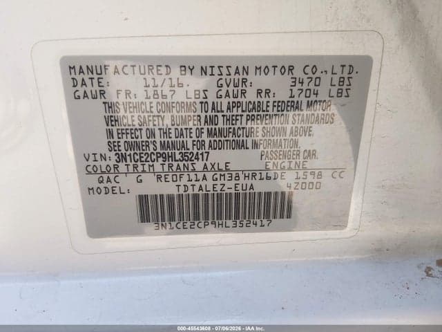2017 NISSAN VERSA NOTE SL 9