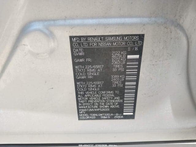 2017 NISSAN ROGUE SV 9