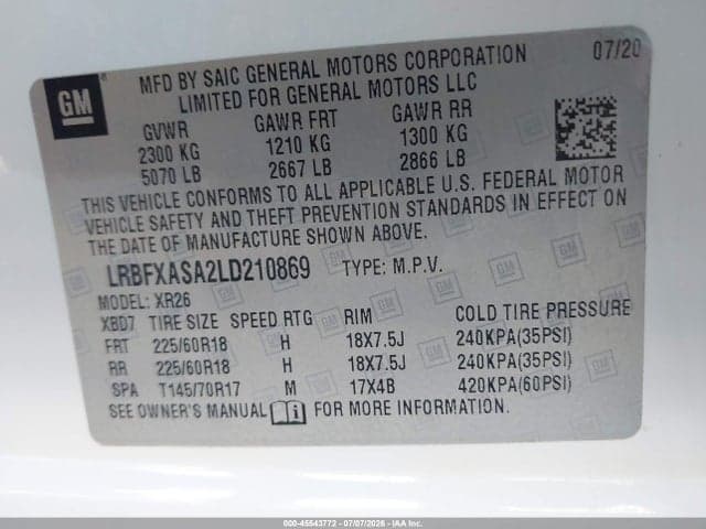 2020 BUICK ENVISION FWD 1SV 9