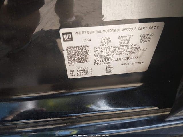2024 GMC SIERRA 1500 4WD SHORT BOX ELEVATION WITH 3SB 9