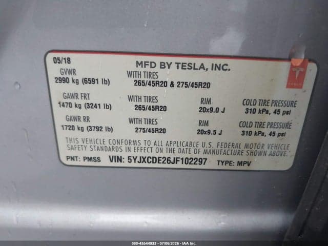 2018 TESLA MODEL X 100D/75D/P100D 9