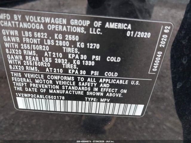 2020 VOLKSWAGEN ATLAS 2.0T SE W/TECHNOLOGY 9