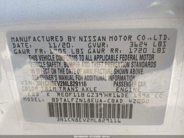 2021 NISSAN VERSA SV XTRONIC CVT 9