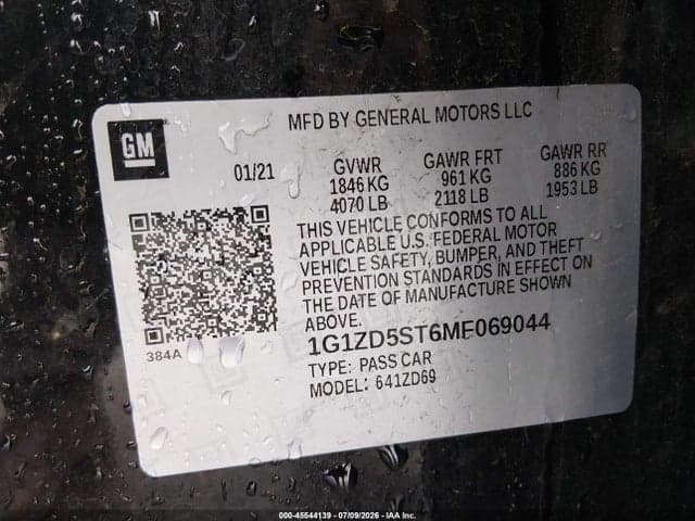 2021 CHEVROLET MALIBU FWD LT 9