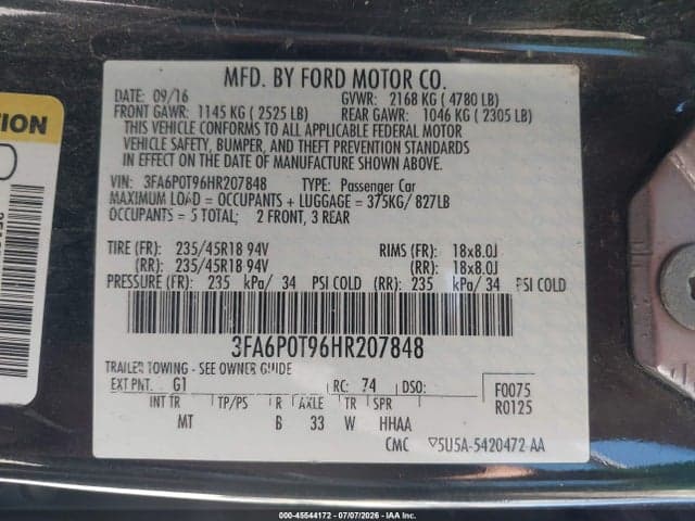 2017 FORD FUSION SE 9