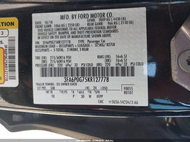 2019 FORD FUSION S 9