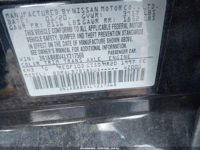 2020 NISSAN SENTRA S XTRONIC CVT 9