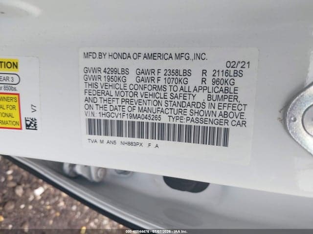 2021 HONDA ACCORD LX 9