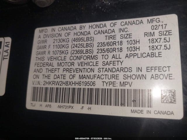 2017 HONDA CR-V EX-L/EX-L NAVI 9