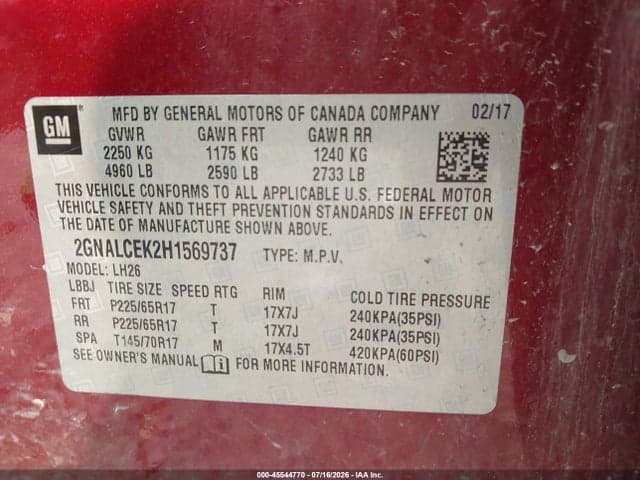 2017 CHEVROLET EQUINOX LT 9