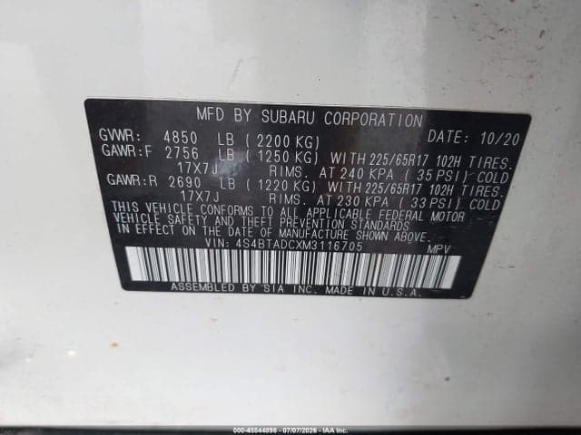 2021 SUBARU OUTBACK PREMIUM 9